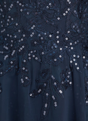 A-line V-Neck Floor-Length Lace Chiffon Mother of the Bride Dress With Sequins