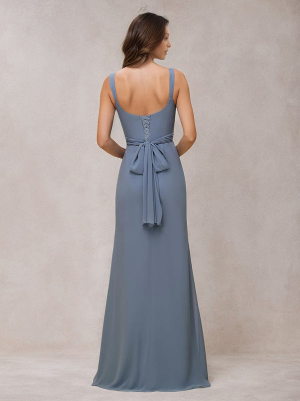 A-line Cowl Floor-Length Chiffon Bridesmaid Dress