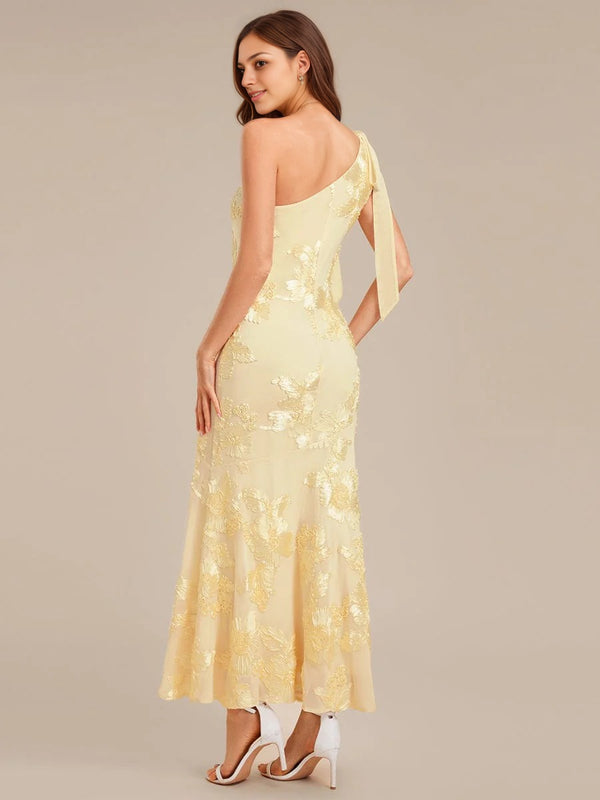 Trumpet/Mermaid One Shoulder Ribbon Mermaid Evening Dress