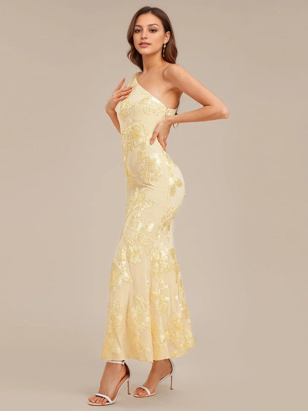 Trumpet/Mermaid One Shoulder Ribbon Mermaid Evening Dress