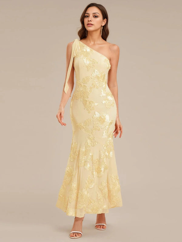 Trumpet/Mermaid One Shoulder Ribbon Mermaid Evening Dress