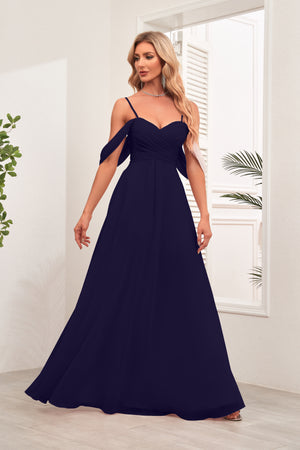 A-line Cold Shoulder Floor-Length Chiffon Bridesmaid Dress