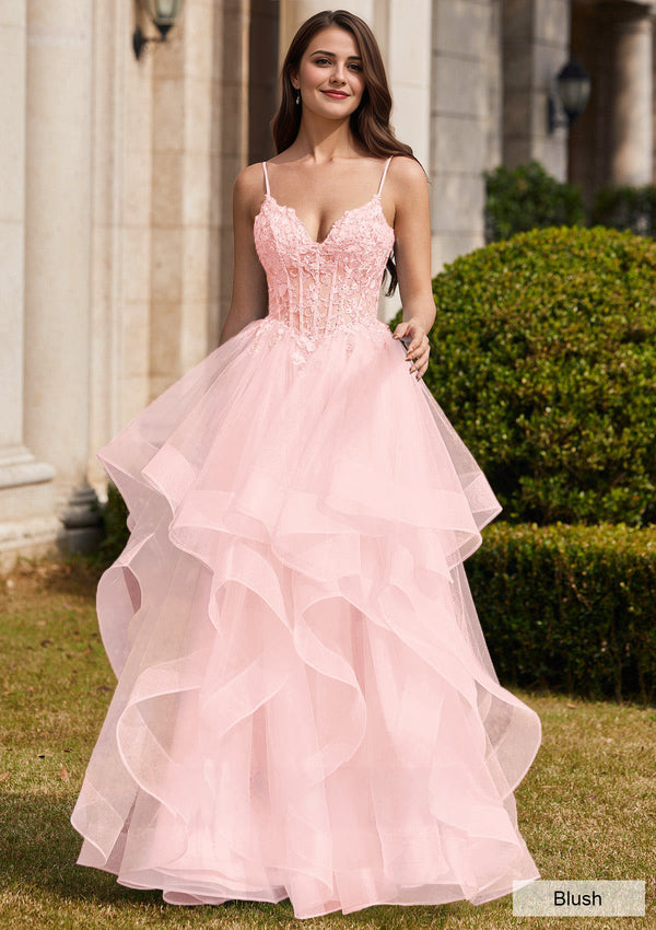 Ball-Gown/Princess Square Floor-Length Tulle Prom Dresses