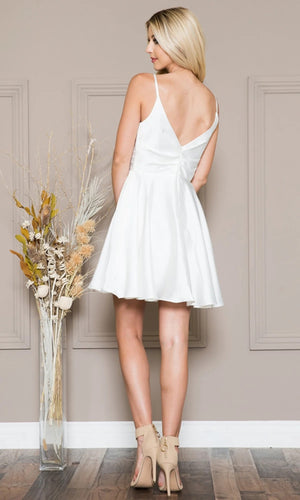 A-line V-Neck Short Satin Homecoming Dress