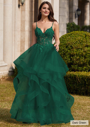 Ball-Gown/Princess Square Floor-Length Tulle Prom Dresses