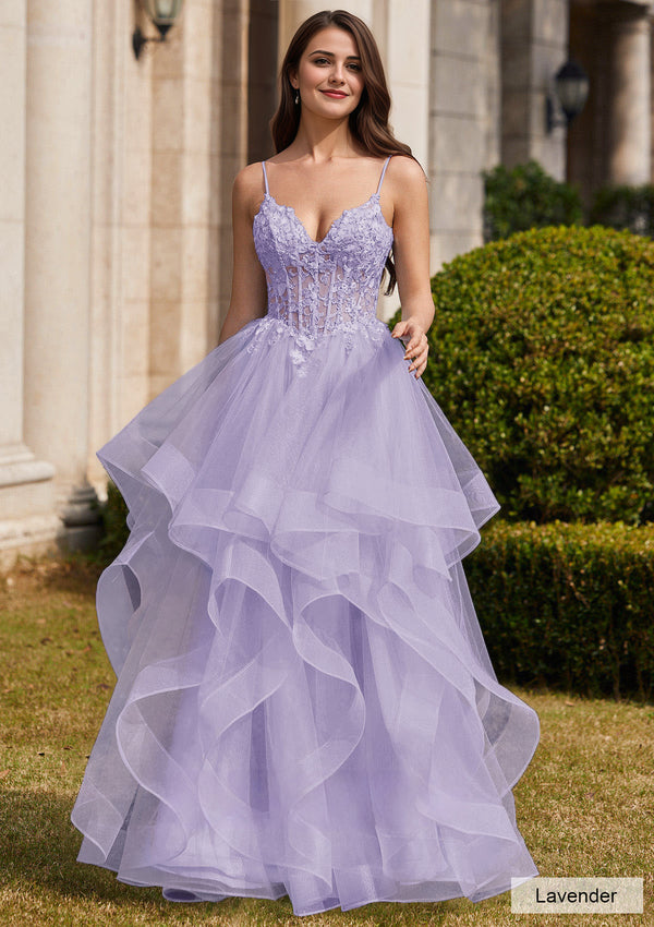 Ball-Gown/Princess Square Floor-Length Tulle Prom Dresses