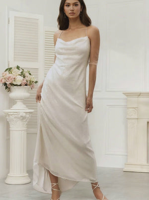 Strappy Scoop-Neck Stretch Sequin Slim Maxi A Line Prom Dress